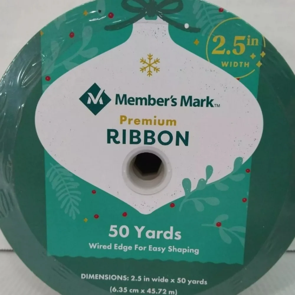 Merry Christmas Wreath 2.5" x 50 Yards, Premium Wired Ribbon NEW! Gold Glitter - Picture 3 of 4